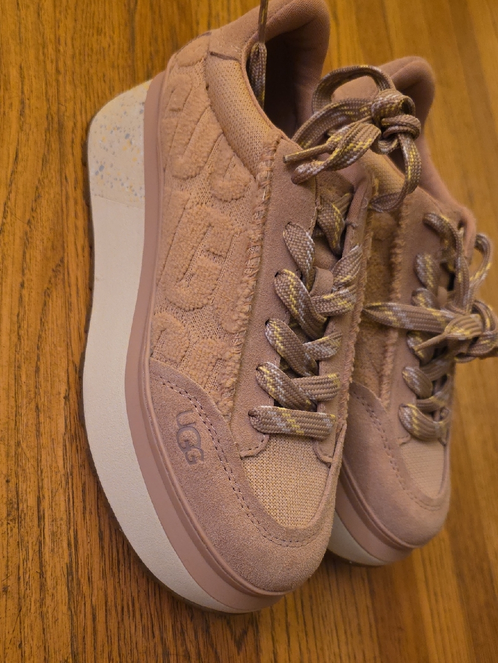 UGG Blush Suede and Textile Platform Sneakers